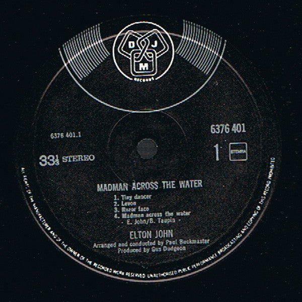 Elton John : Madman Across The Water (LP, Album, Tex)