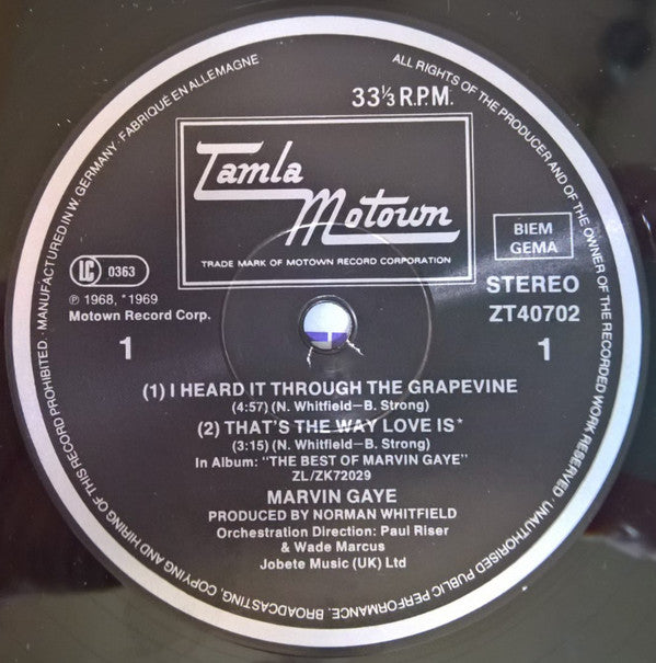 Marvin Gaye : I Heard It Through The Grapevine (Extended Version) (12", Maxi)