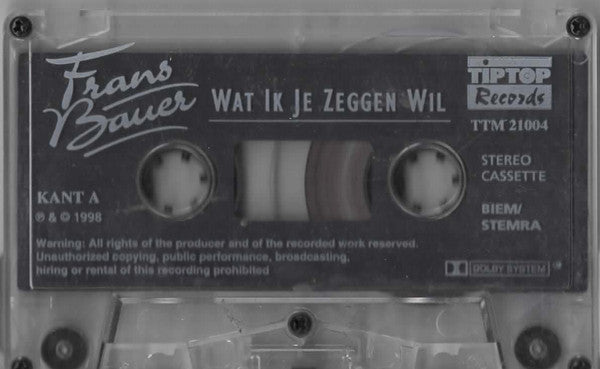 Frans Bauer : Wat Ik Je Zeggen Wil (Cass, Album, Dol)