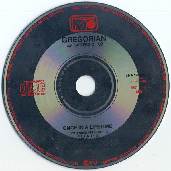 Gregorian (3) feat. Sisters Of Oz : Once In A Lifetime (CD, Maxi)