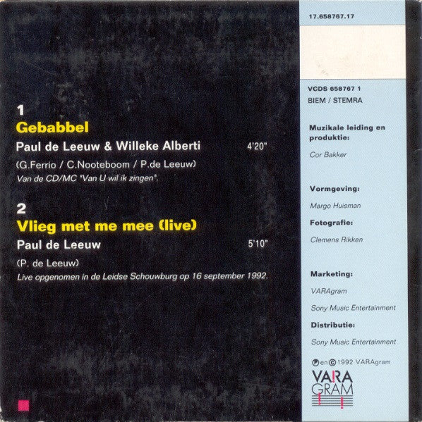 Paul de Leeuw, Willeke Alberti : Gebabbel / Vlieg Met Me Mee (Live) (CD, Single)