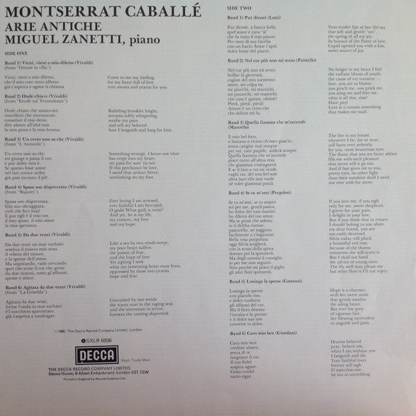Montserrat Caballé with Miguel Zanetti : Caballé  Arie Antiche (LP, Album)