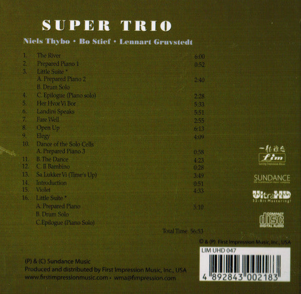 Niels Thybo, Bo Stief, Lennart Gruvstedt : Super Trio (CD, Album, Ult)