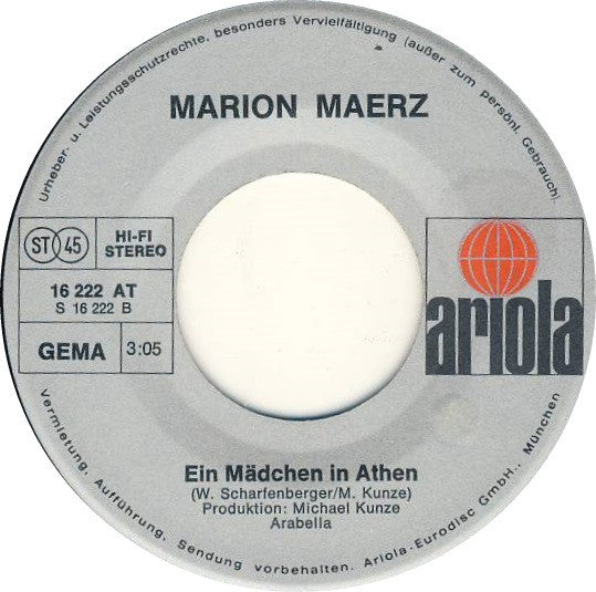 Marion Maerz & Anthony Monn : Du Gehst Fort (Tu T'En Vas) (7", Single, Son)