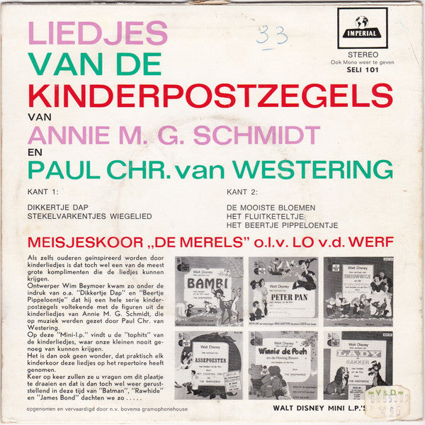Radiokoor "De Merels" : Liedjes van de Kinderpostzegels (7", EP)