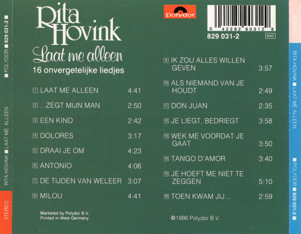 Rita Hovink : Laat Me Alleen (CD, Album, Comp)