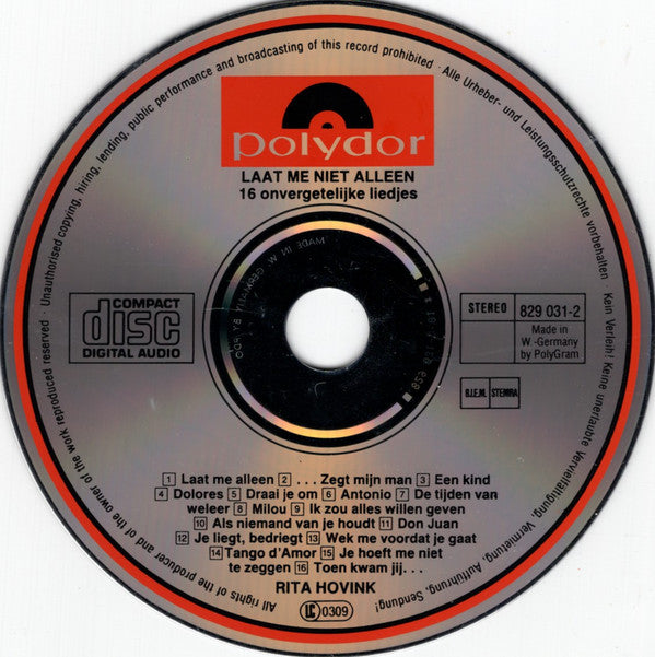 Rita Hovink : Laat Me Alleen (CD, Album, Comp)