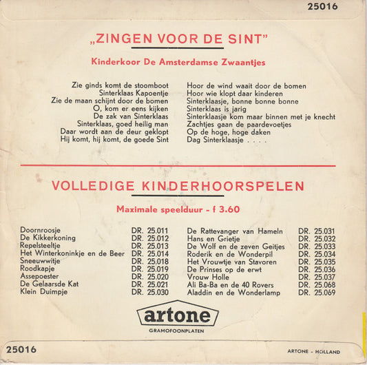 De Amsterdamse Zwaantjes : Zingen Voor De Sint (7", EP)