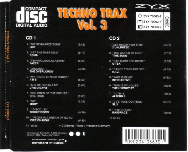 Various : Techno Trax Vol. 3 (2xCD, Comp, Son)