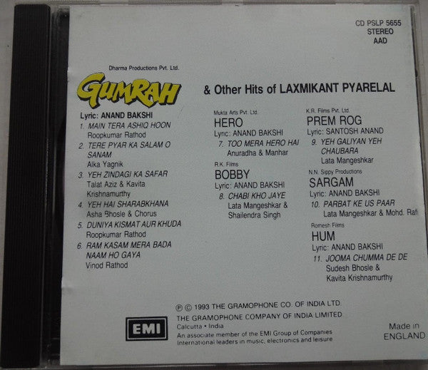 Laxmikant-Pyarelal : Gumrah & Other Hits Of Laxmikant Pyarelal (CD)