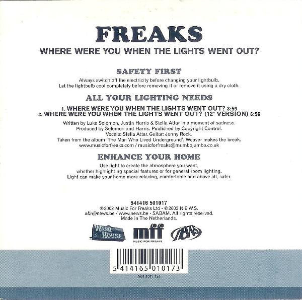 Freaks : Where Were You When The Lights Went Out? (CD, Single)