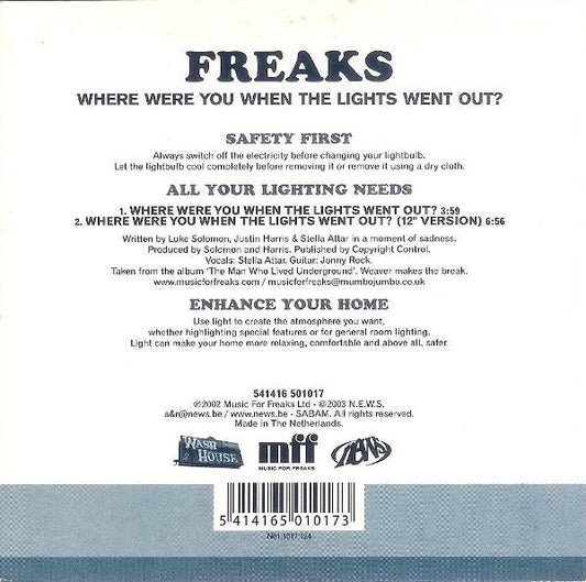 Freaks : Where Were You When The Lights Went Out? (CD, Single)