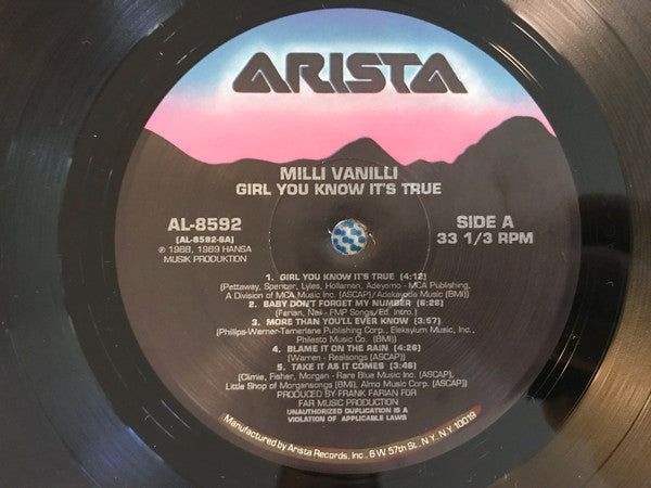 Milli Vanilli : Girl You Know It's True (LP, Album, M/Print, All)