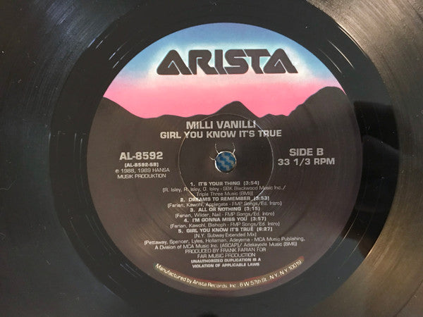 Milli Vanilli : Girl You Know It's True (LP, Album, M/Print, All)