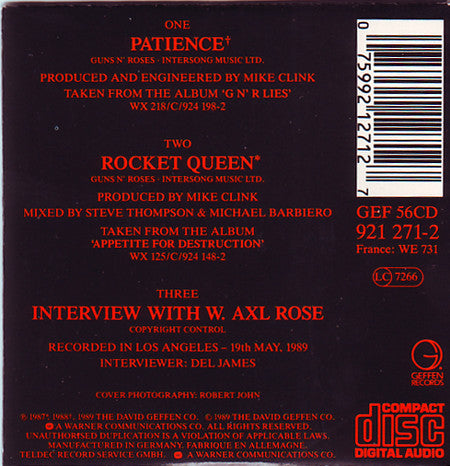 Guns N' Roses : Patience (CD, Mini, Single)