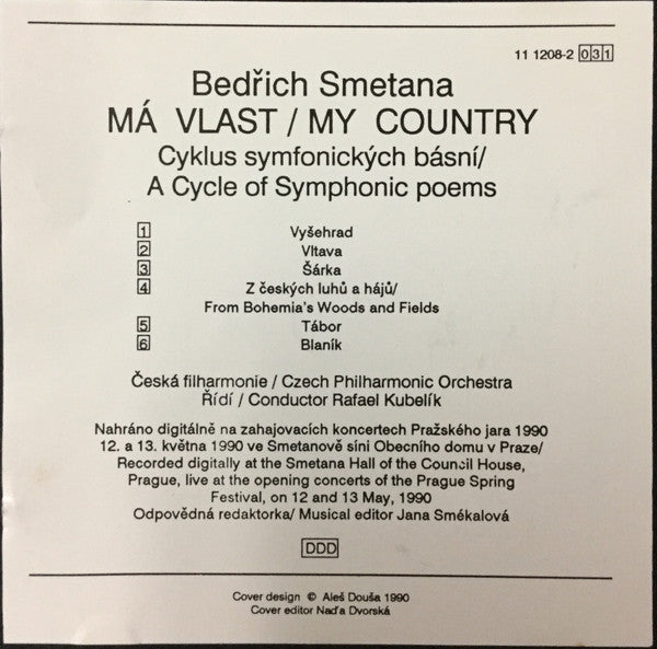 Bedřich Smetana, The Czech Philharmonic Orchestra, Rafael Kubelik : Má Vlast (CD)