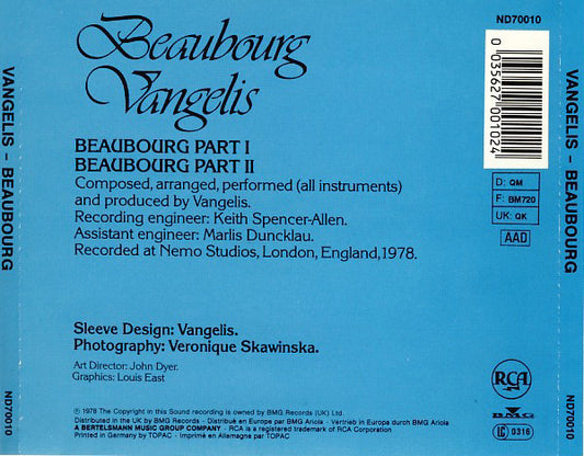 Vangelis : Beaubourg (CD, Album, RE, RP)