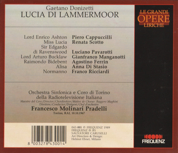 Gaetano Donizetti, Renata Scotto, Luciano Pavarotti, Piero Cappuccilli, Francesco Molinari-Pradelli : Lucia Di Lammermoor (2xCD)