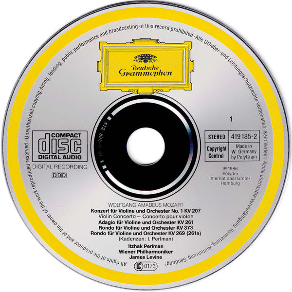 Wolfgang Amadeus Mozart, Itzhak Perlman, Wiener Philharmoniker, James Levine (2) : Die 5 Violinkonzerte = Violin Concertos = Concertos Pour Violon • Adagio KV 261 • Rondos KV 261a & KV 373 (3xCD, Comp)