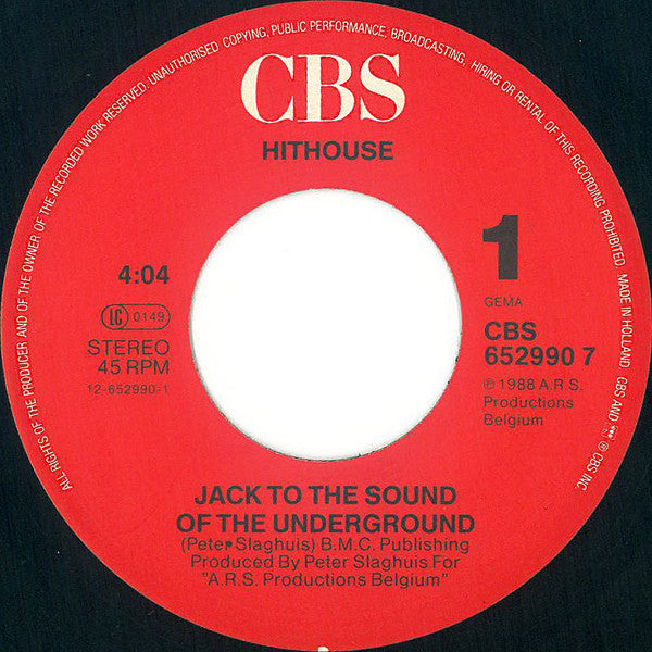 Hithouse : Jack To The Sound Of The Underground (7", Single)