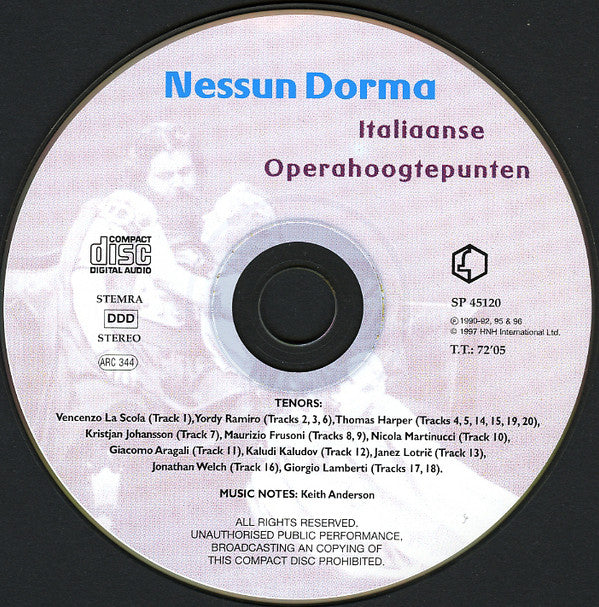 Various : Nessun Dorma - Italiaanse Operahoogtepunten (CD, Comp, Promo)