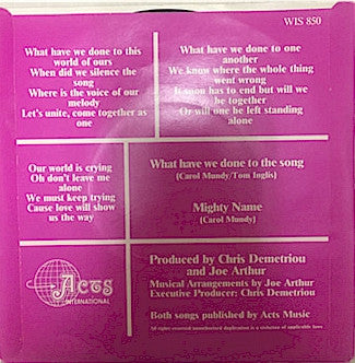 Tom Inglis : What Have We Done To The Song (7", Single)