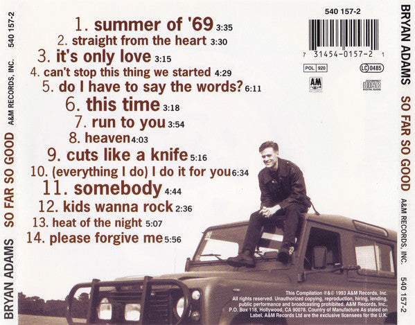 Bryan Adams : So Far So Good (CD, Comp)