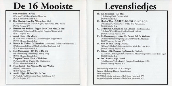 Various : De 16 Mooiste Levensliedjes (CD, Comp)