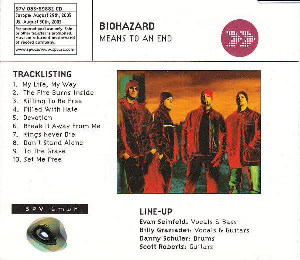 Biohazard : Means To An End (CD, Album, Promo)