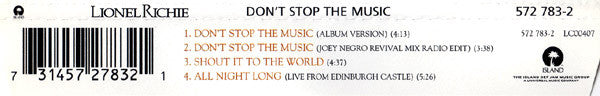 Lionel Richie : Don't Stop The Music (CD, Maxi)