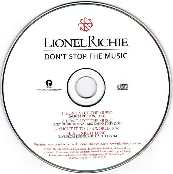 Lionel Richie : Don't Stop The Music (CD, Maxi)