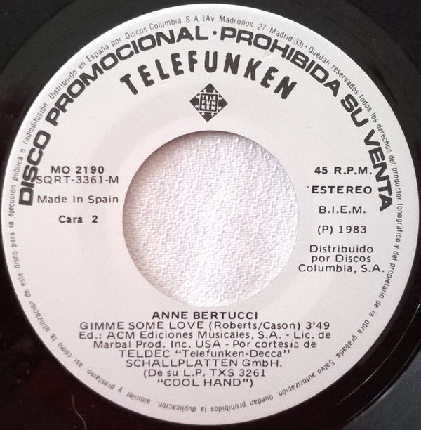 Anne Bertucci : Number One Contender (7", Single, Promo)