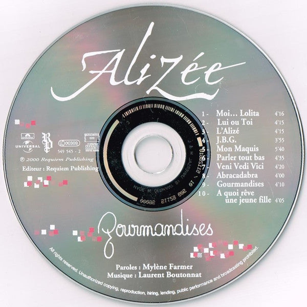 Alizée : Gourmandises (CD, Album, RE)