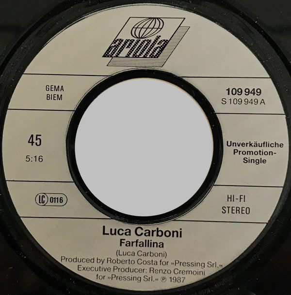 Luca Carboni : Farfallina (7", S/Sided, Promo)