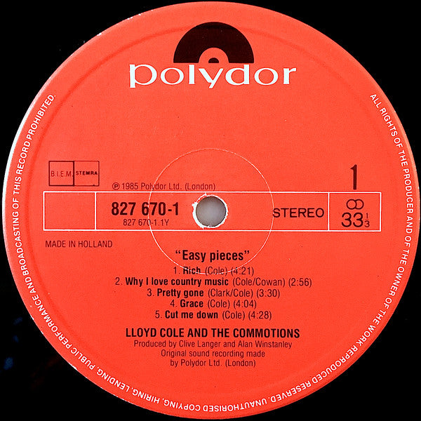 Lloyd Cole & The Commotions : Easy Pieces (LP, Album)