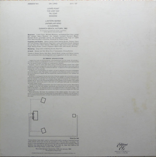 Brian Eno : Ambient 4 (On Land) (LP, Album)