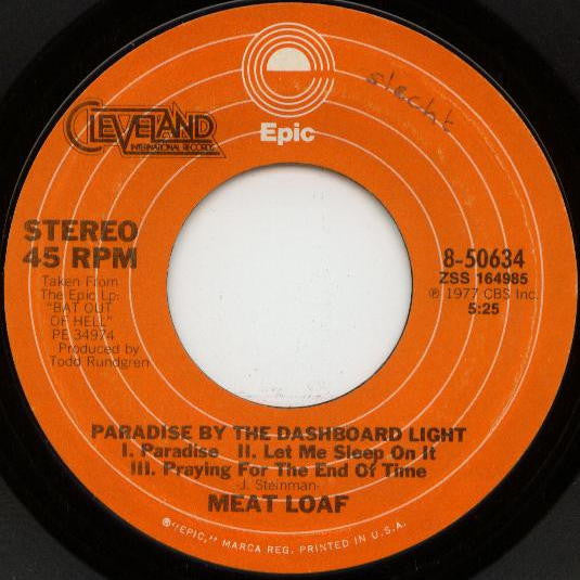 Meat Loaf : You Took The Words Right Out Of My Mouth / Paradise By The Dashboard Light (7", Single)