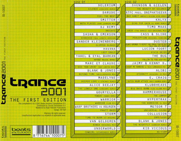 Various : Trance 2001 - The First Edition (2xCD, Mixed)