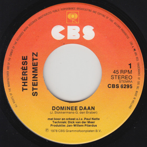 Thérèse Steinmetz : Dominee Daan (7", Single)