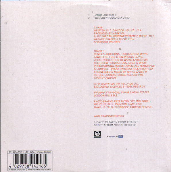 Craig David : 7 Days (CD, Single)