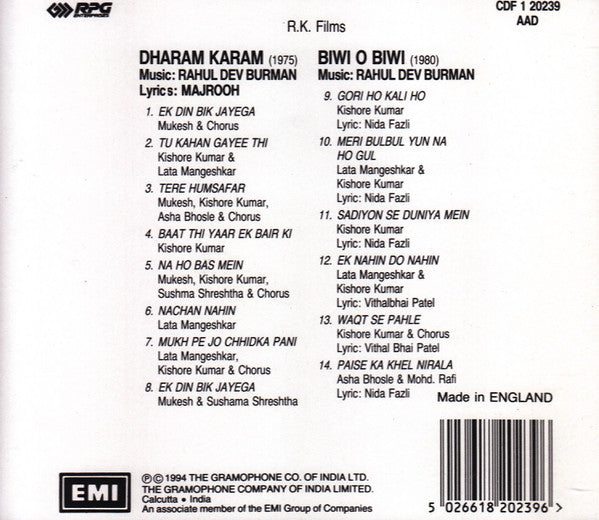 R. D. Burman : Dharam Karam / Biwi-O-Biwi (CD, Comp)
