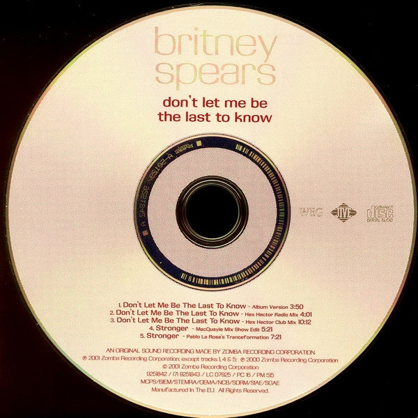 Britney Spears : Don't Let Me Be The Last To Know (CD, Maxi, Copy Prot.)