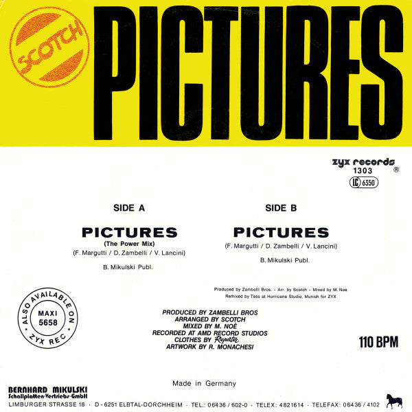 Scotch : Pictures (The Power Mix) (7", Single)