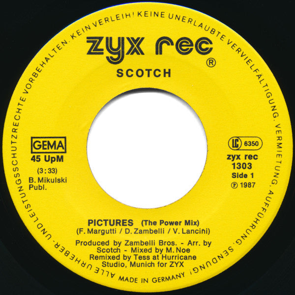 Scotch : Pictures (The Power Mix) (7", Single)