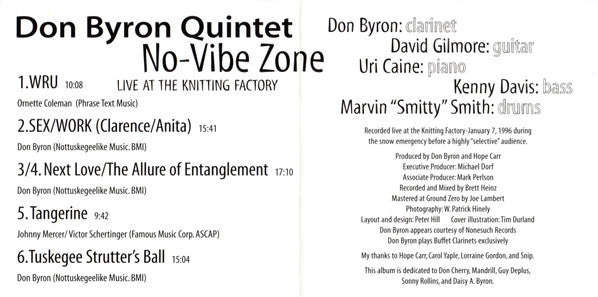 Don Byron Quintet : No-Vibe Zone (CD, Album)
