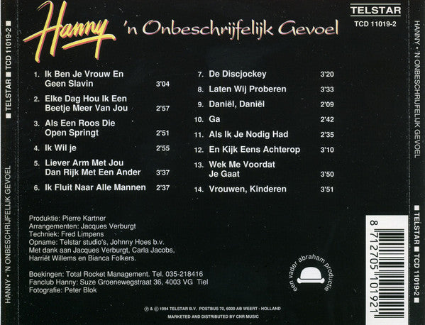 Hanny (2) : 'n Onbeschrijfelijk Gevoel (CD, Album)