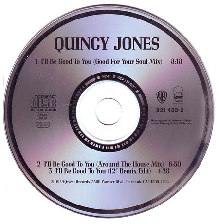 Quincy Jones Featuring Ray Charles And Chaka Khan : I'll Be Good To You (CD, Maxi)