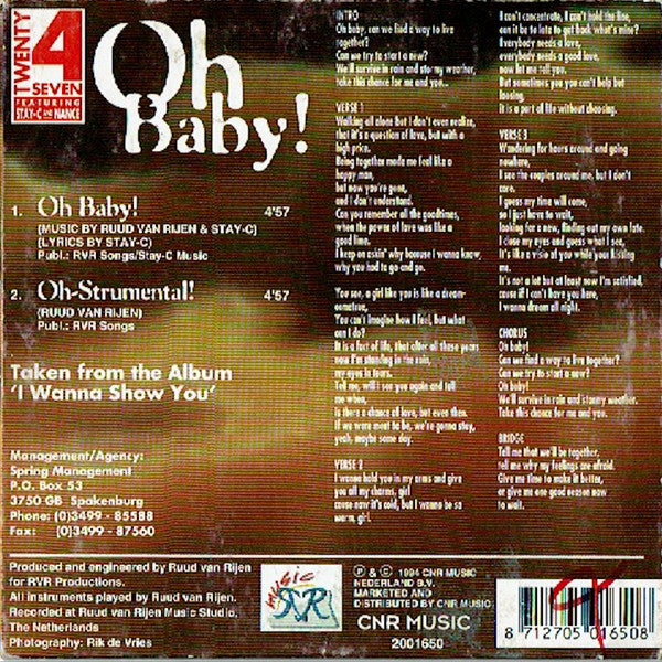 Twenty 4 Seven Featuring Stay-C And Nance : Oh Baby! (CD, Single)
