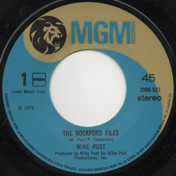 Mike Post : The Rockford Files / Dixie Lullabye (7", Single)