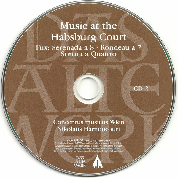 Schmelzer* · Fux* – Concentus Musicus Wien, Nikolaus Harnoncourt : Music At The Habsburg Court (2xCD, Comp)